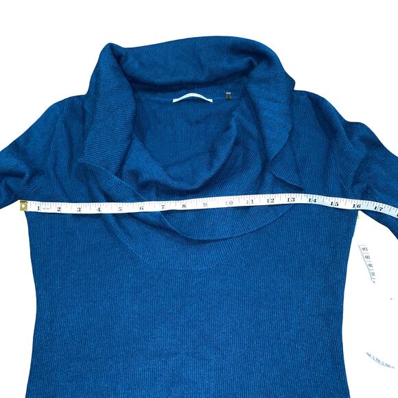 T TAHARI Women's Long Sleeve Cowl Neck Sweater Blue Size XS Petite - Picture 4 of 9